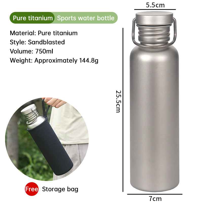 Pure Titanium Water Bottle, Lightweight Single-Wall Wide Mouth for Sports, Camping, Travel by eprolo
