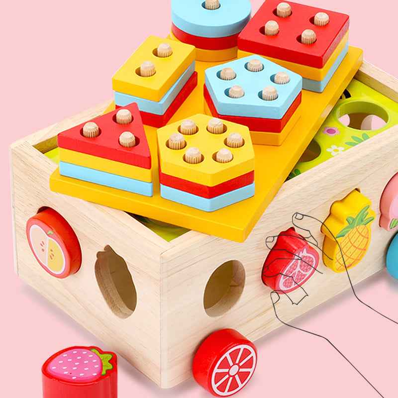 Wooden shape matching set, pole pulling radish multifunctional children's early education puzzle combination set, cognitive toy by eprolo