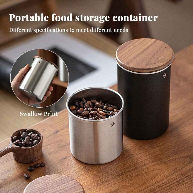 New Stainless Steel Matcha Tea Canister 380ml 560ml with Wood Lid – Sugar Caramel Storage Jar by eprolo