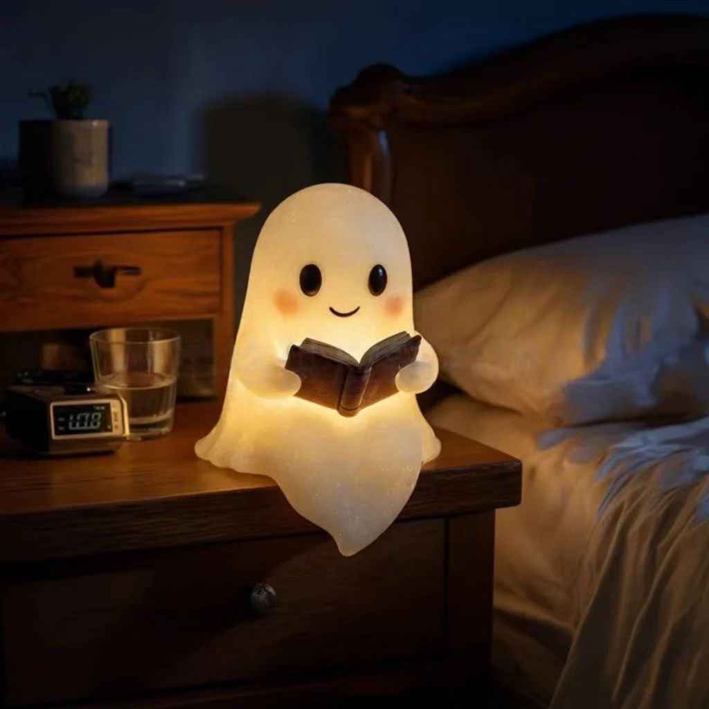 Enchanting Cute Ghost Book Lamp for Cozy Halloween Nights by eprolo
