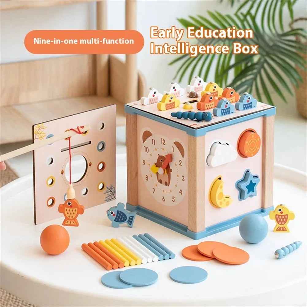 Montessori Early Education Busy Box Early Education Enlightenment Multi functional Fishing Matching Treasure Box Wooden Toys by eprolo