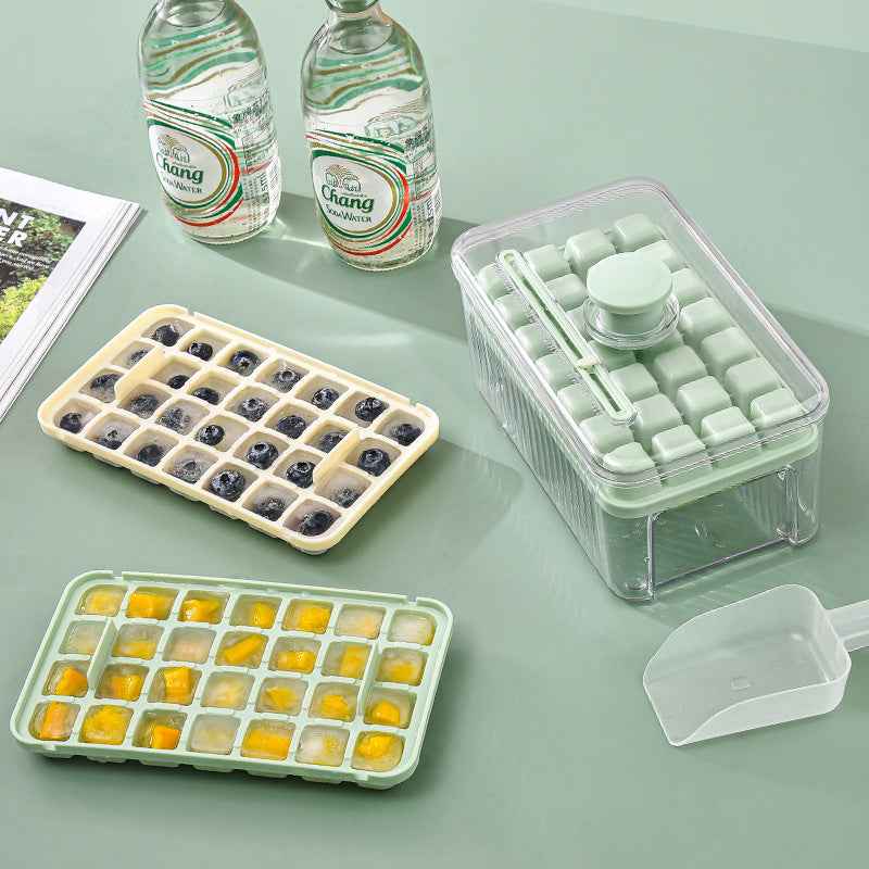 Press Type Ice Cube Ice Box Refrigerator Ice Cube Artifact Silicone Mold With Cover Household Sealed Food Grade Ice Maker by eprolo