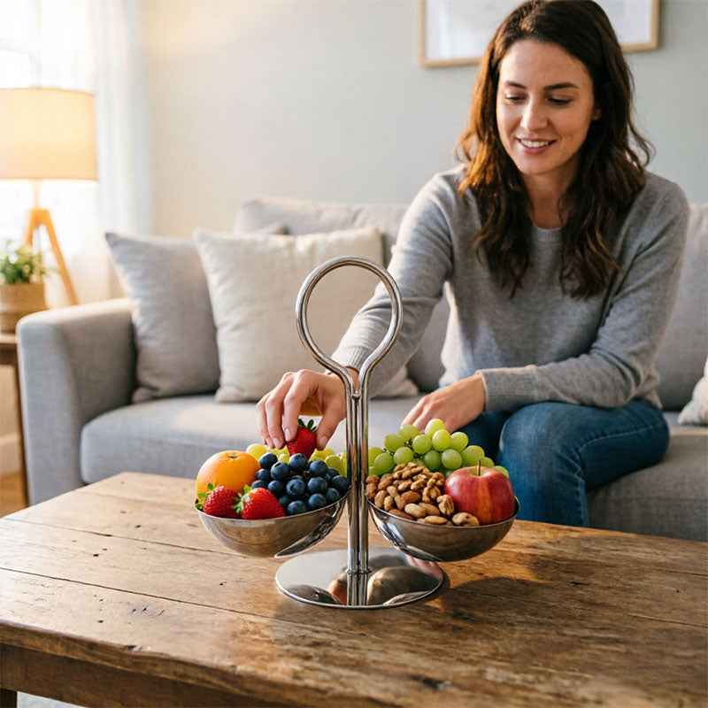 Stainless Steel Divided Serving Tray with Dip Bowls, Snack & Chip Dip Server Set, Condiment Display Stand by eprolo