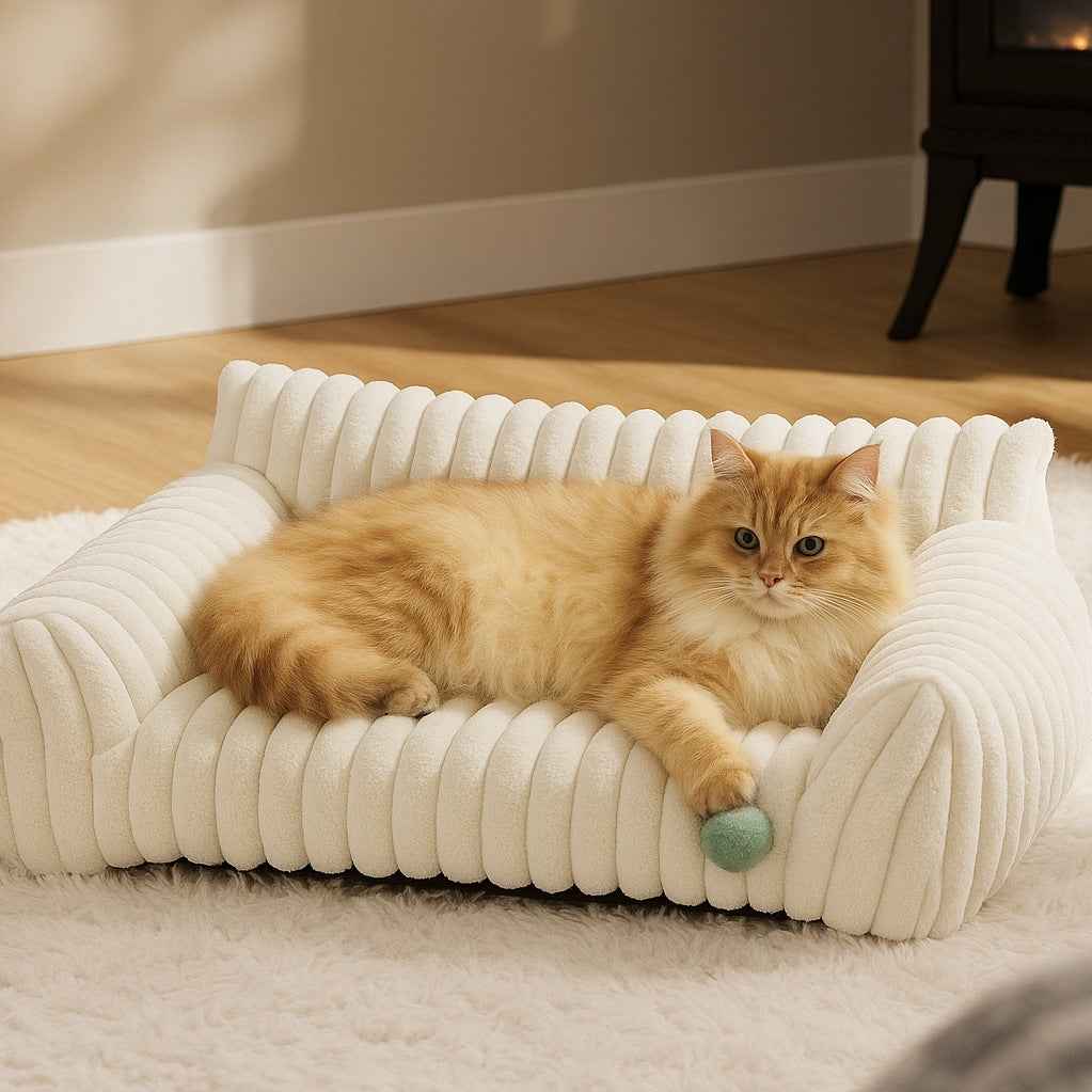 Pet Sofa with Removable Washable Cover, All-Season Pet Mattress with Rabbit Fur Plush Dog Bed by eprolo