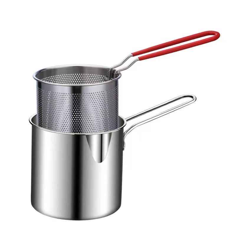 Oil Fryer, Household Deep Pot, Stainless Steel Gas Mini Pot, Japanese Style, with Filter Screen, Oil Saving Small Fryer by eprolo