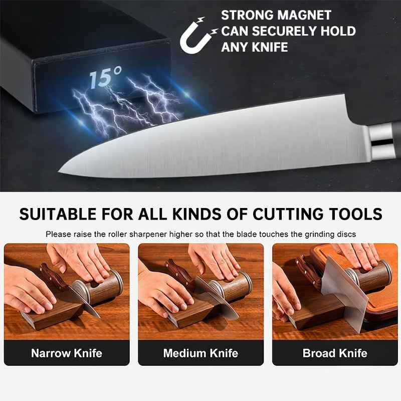 15° & 20° Roll Knife Sharpener Kit, Magnetic Rolling Sharpening Tool with Grinding Stones, Kitchen Chef Accessories by eprolo