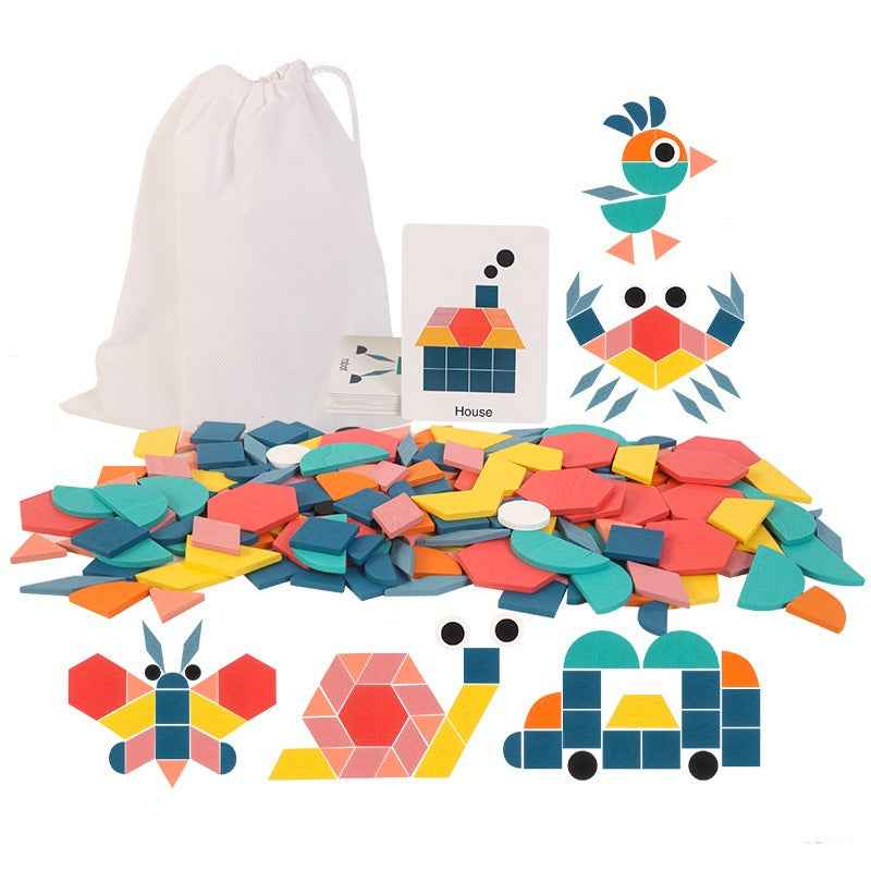 Educational Wooden Puzzles for Toddlers - 180-Piece Shape Matching Set for Fun Learning by eprolo