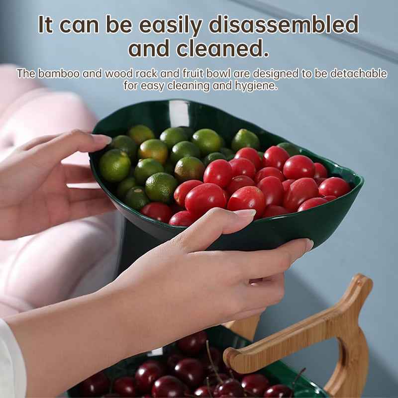 2-Tier Bamboo Fruit Stand for Kitchen, Space Saving Countertop Organizer with Ventilation to Keep Produce Fresh by eprolo