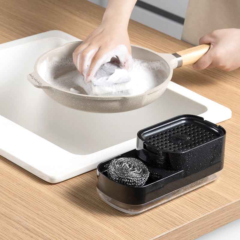 Kitchen Press Type Manual Soap Dispenser Dish washing Liquid Dispenser Storage Box Sponge Soap Dispenser by eprolo