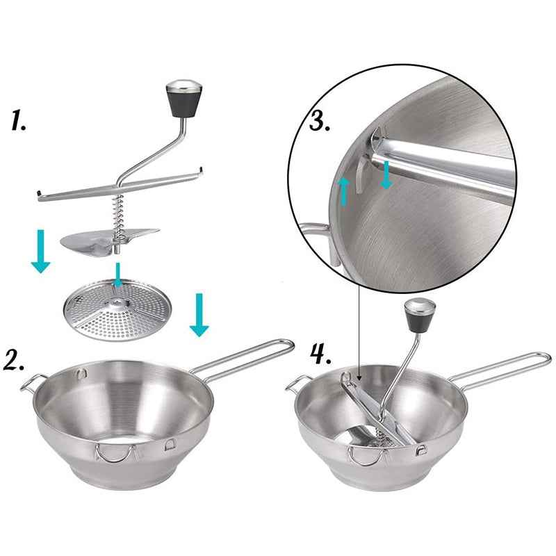 Stainless Steel Food Mixer, Jam Grinder, Potato Masher, Potato Masher, Masher, Vegetable and Fruit Grinder by eprolo