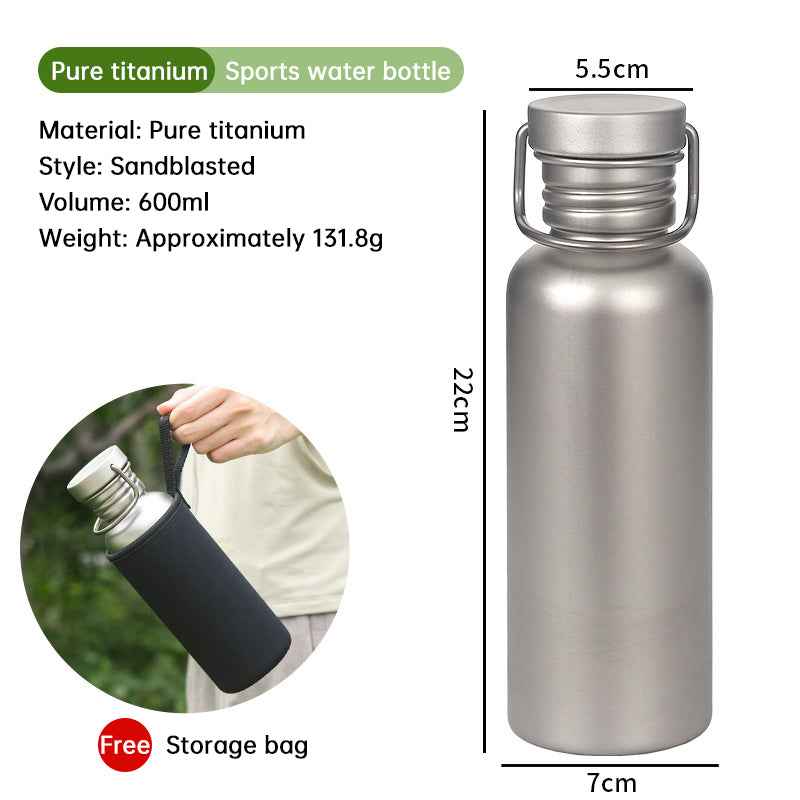 Pure Titanium Water Bottle, Lightweight Single-Wall Wide Mouth for Sports, Camping, Travel by eprolo