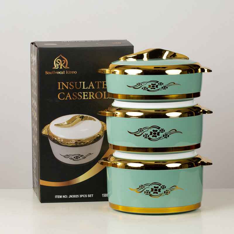 3-Piece Insulated Food Container Set (1.5L, 2L, 2.5L) - Ideal for Ramadan Celebrations, Weddings, Family Gatherings & More by eprolo