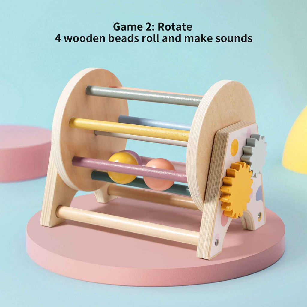 Three in one desktop wooden rolling drum kindergarten puzzle Montessori early education toy by eprolo