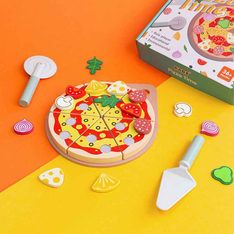 Children's early education puzzle play house simulation pizza fruits and vegetables joyful role-playing kitchen wooden toys by eprolo