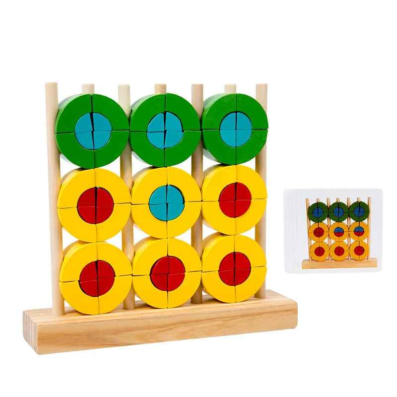 Children's early education toys Ring rainbow wooden blocks thinking training hand eye coordination disc breakdown Jenga by eprolo