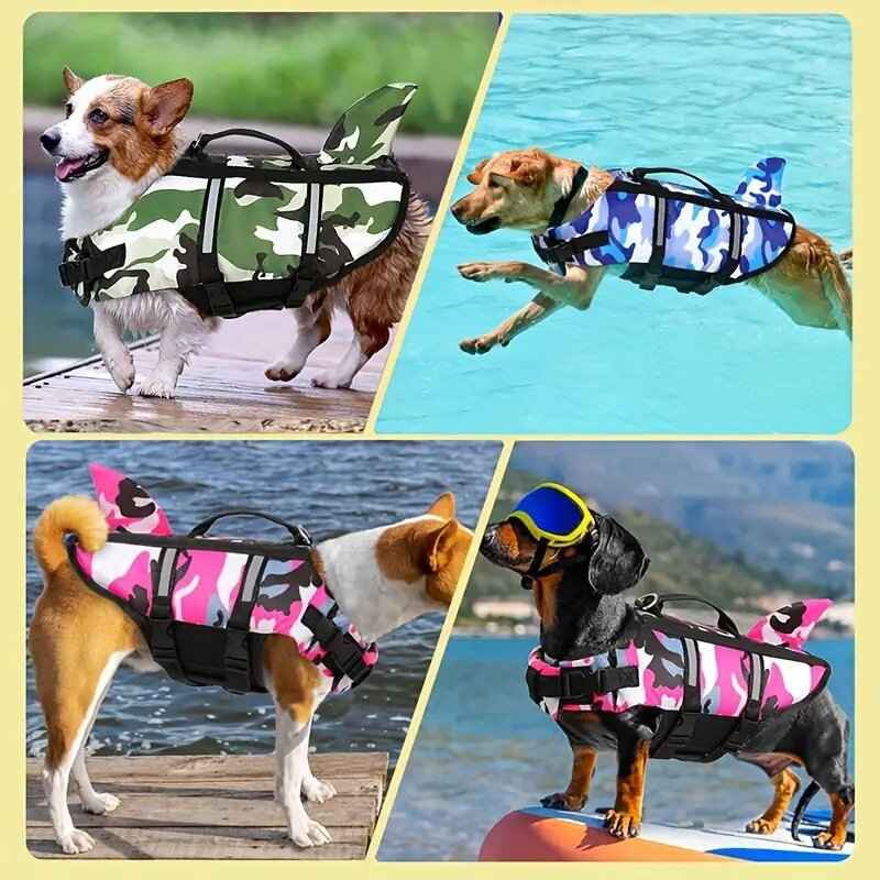 Dog Life Jacket Lightweight Adjustable Velcro Medium to Large Dog Swimwear by eprolo