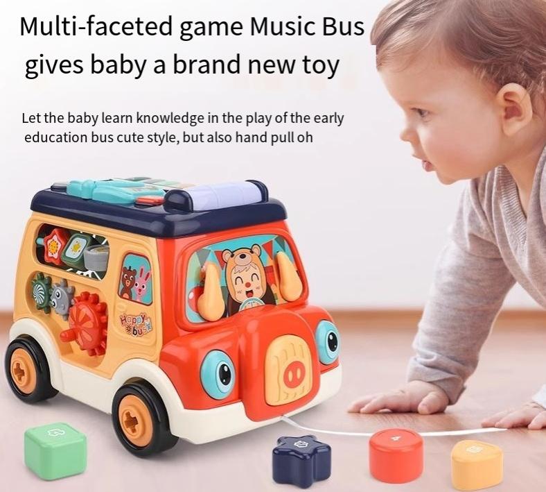 Multi sided game music bus baby early education puzzle shape matching enlightenment toys children's gifts by eprolo