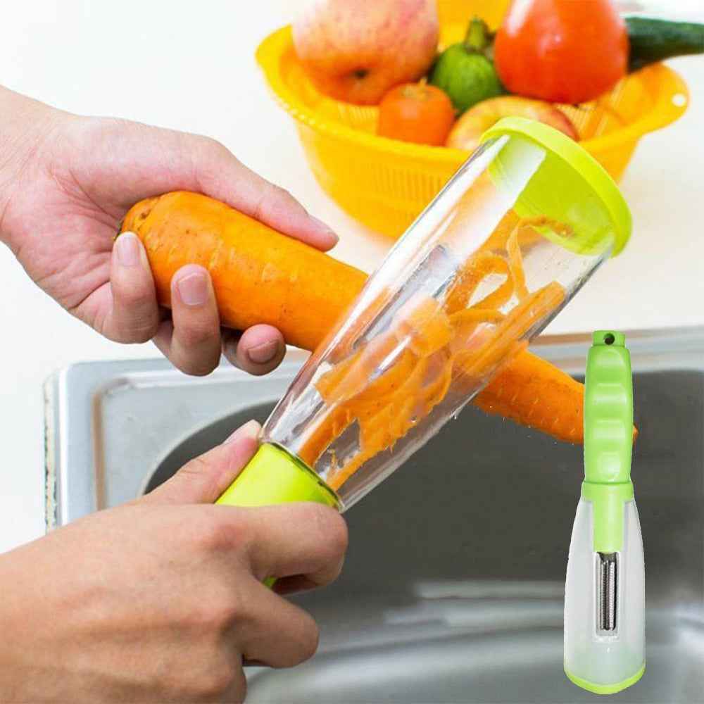 Peeler With Handle Roll Skin Tube Storage Box Apple Carrot Cucumber Stainless Steel Multi-Function Storage Type Peeling Knife by eprolo