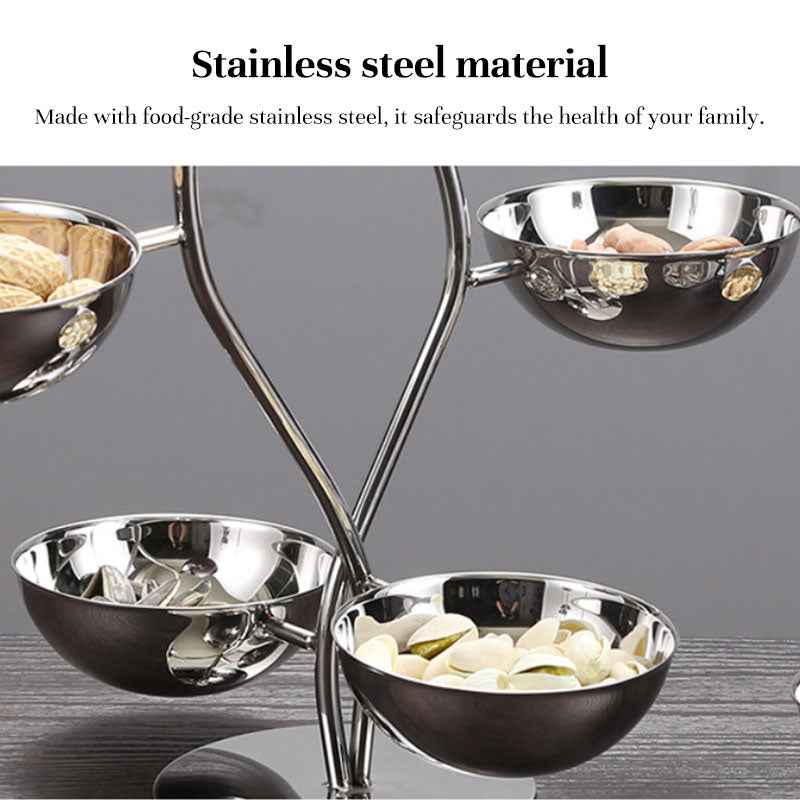 Stainless Steel Divided Serving Tray with Dip Bowls, Snack & Chip Dip Server Set, Condiment Display Stand by eprolo