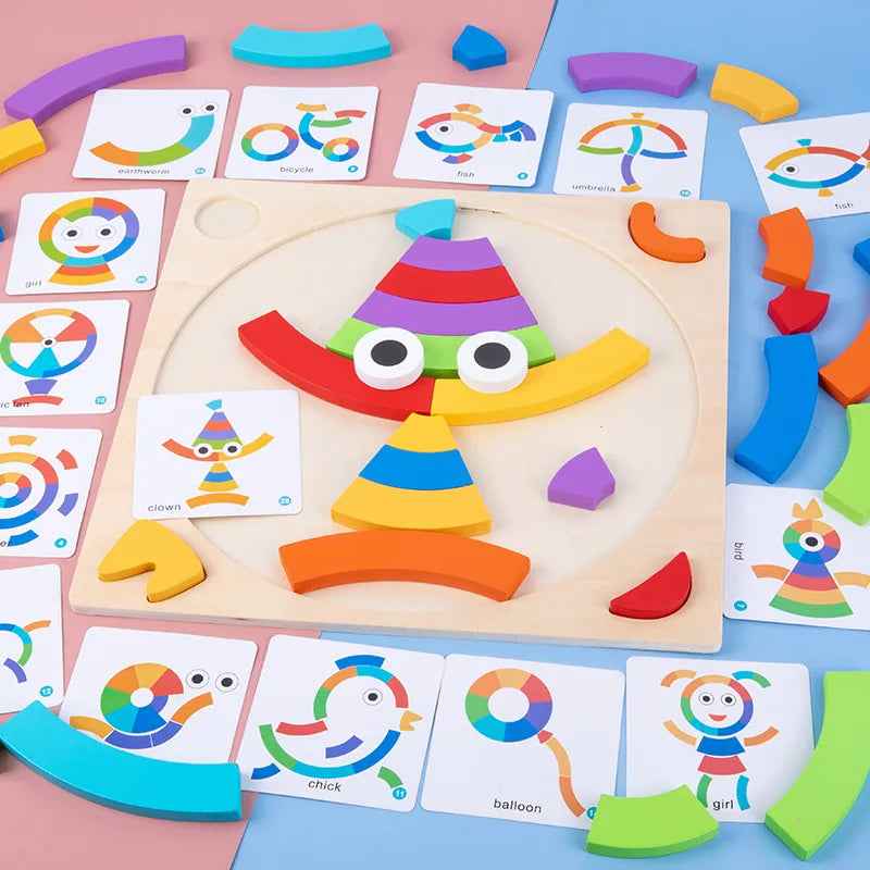 Children's puzzle blocks puzzle boards rainbow colors shape recognition early education puzzle toys tabletop games by eprolo