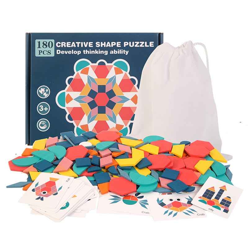 Educational Wooden Puzzles for Toddlers - 180-Piece Shape Matching Set for Fun Learning by eprolo