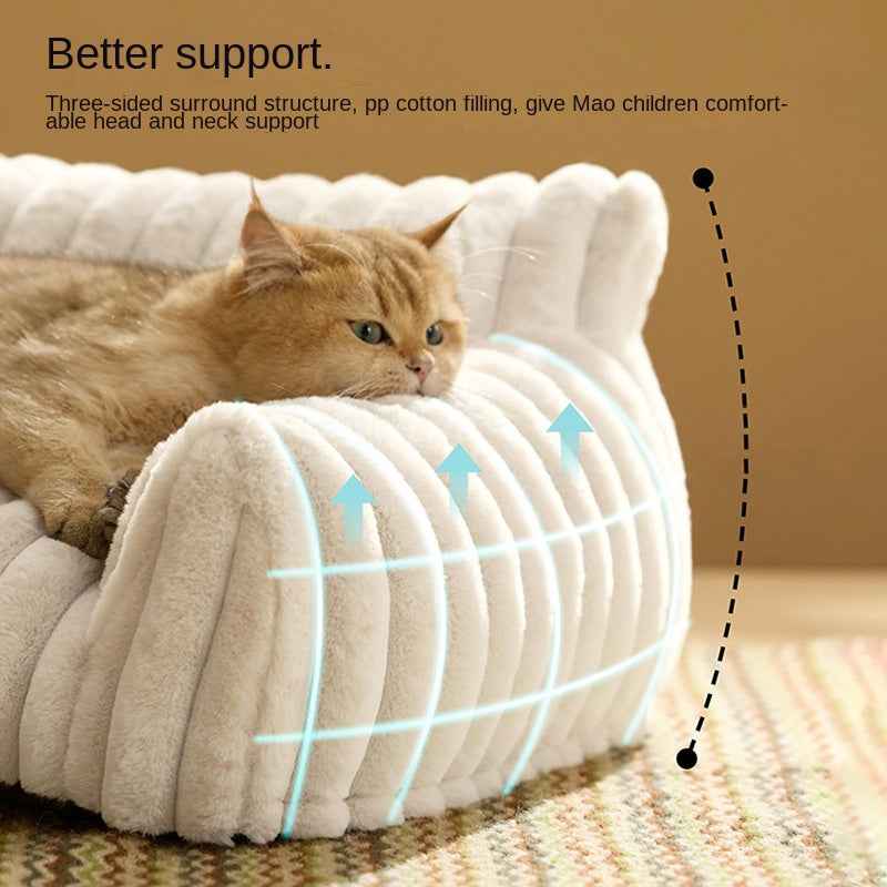 Pet Sofa with Removable Washable Cover, All-Season Pet Mattress with Rabbit Fur Plush Dog Bed by eprolo