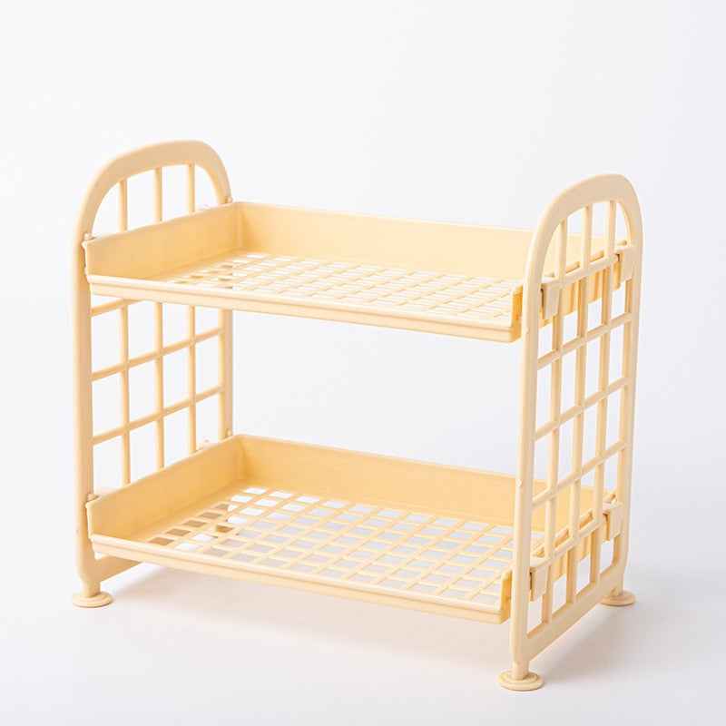 Double Storage Rack Kitchen Small Shelf Desktop Storage Rack Bathroom Sink Plastic Organizing Rack by eprolo
