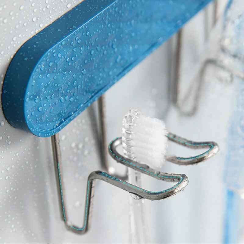 Toothbrush Holder Rack Self-adhesive Shaver Toothbrush Cup Space Saving Bathroom Stand Storage Stainless Steel Wall-mounted Rack by eprolo