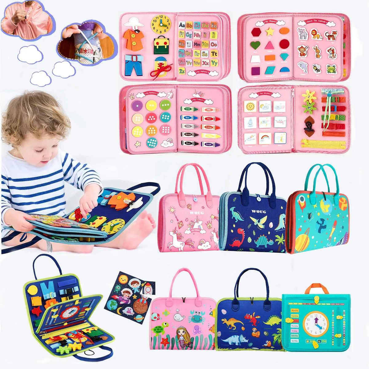 Felt learning board children's busy dressing board children's DIY early education toys felt busy board by eprolo