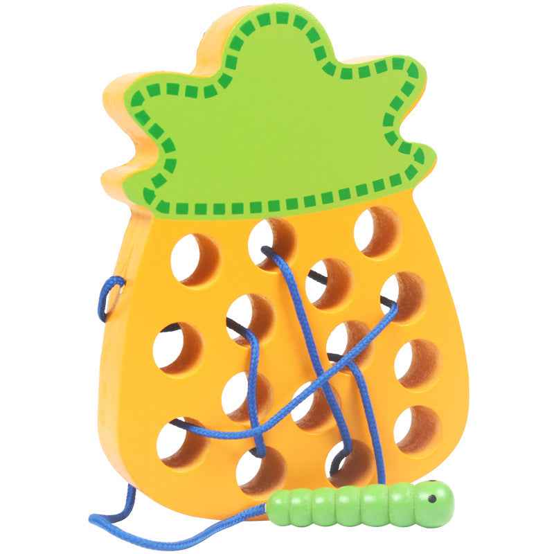 Insects Eat Apples 0.33 Threading Hands On Toys Children's Early Education Puzzle Wooden Toys Montessori Early Education Beads Threading Building Blocks Threading Game Building Blocks by eprolo