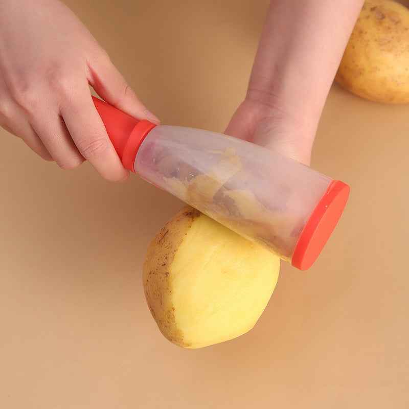 Peeler With Handle Roll Skin Tube Storage Box Apple Carrot Cucumber Stainless Steel Multi-Function Storage Type Peeling Knife by eprolo