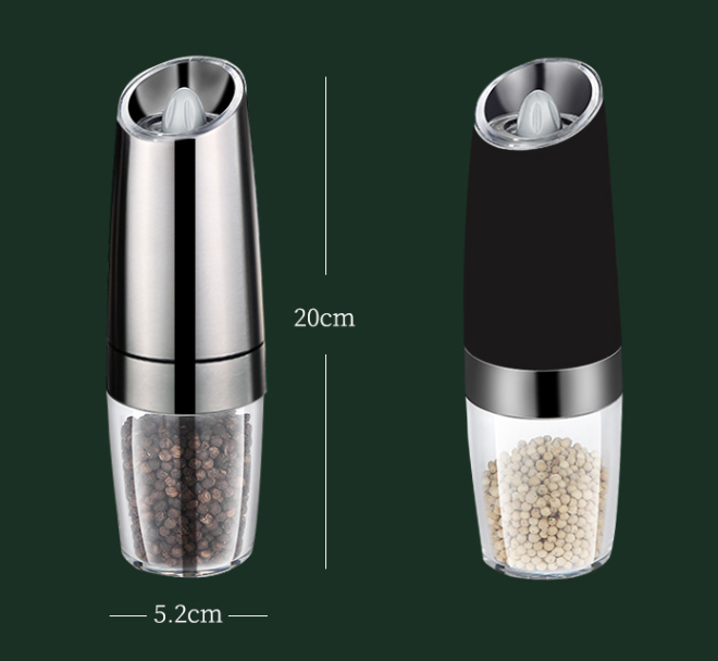 Homgeek Salt Pepper Mills Portable Automatic Electric Gravity Pepper Grinder Electric Pepper Grinder Kitchen Cooking BBQ Tools by eprolo