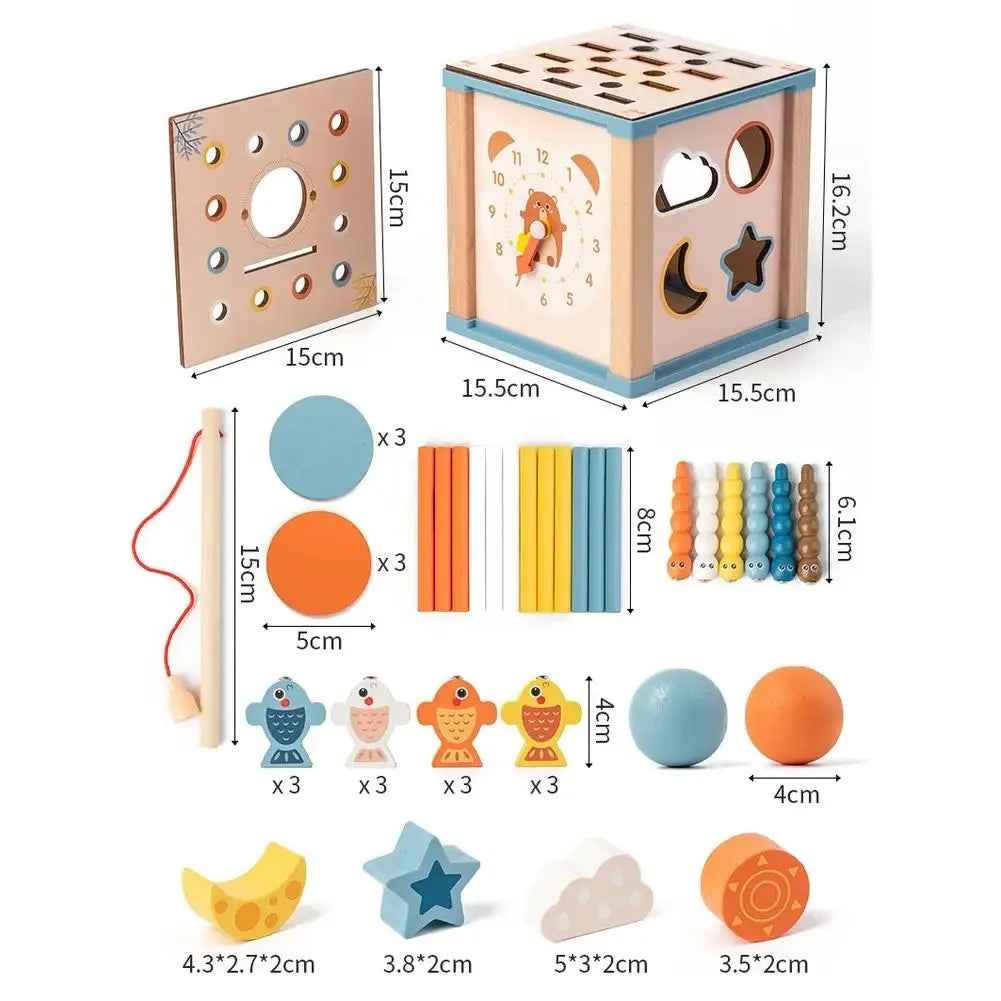 Montessori Early Education Busy Box Early Education Enlightenment Multi functional Fishing Matching Treasure Box Wooden Toys by eprolo