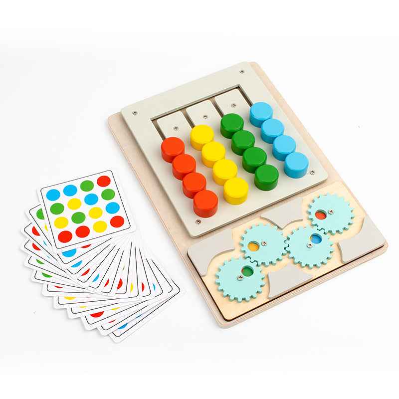 Wooden children's early education 2-in-1 four-color game color matching exercise wrist coordination puzzle toy by eprolo