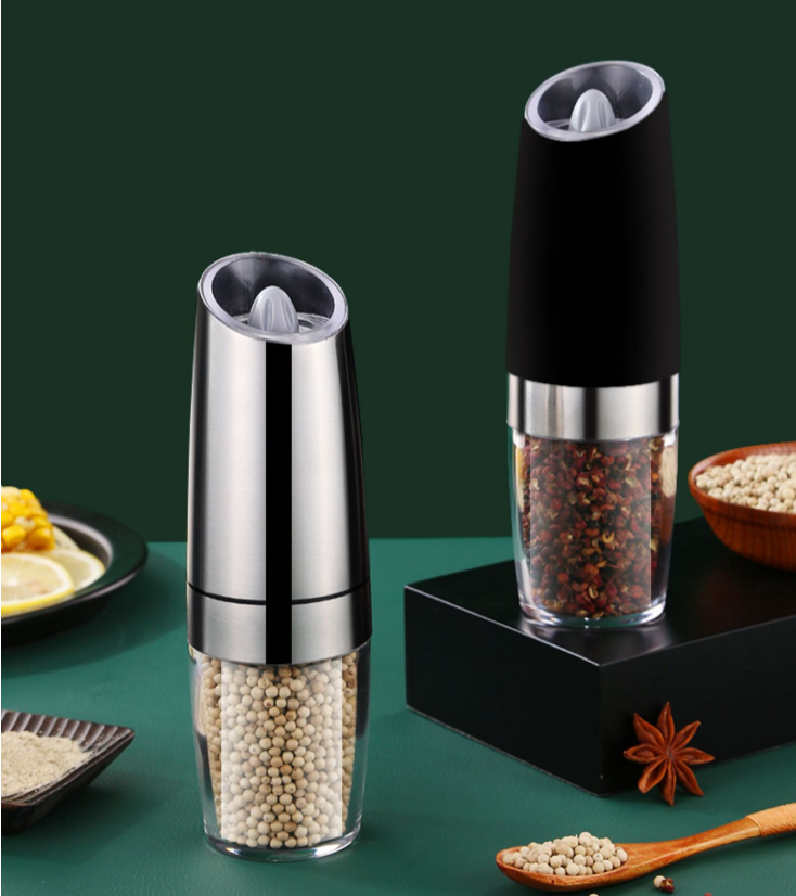 Homgeek Salt Pepper Mills Portable Automatic Electric Gravity Pepper Grinder Electric Pepper Grinder Kitchen Cooking BBQ Tools by eprolo