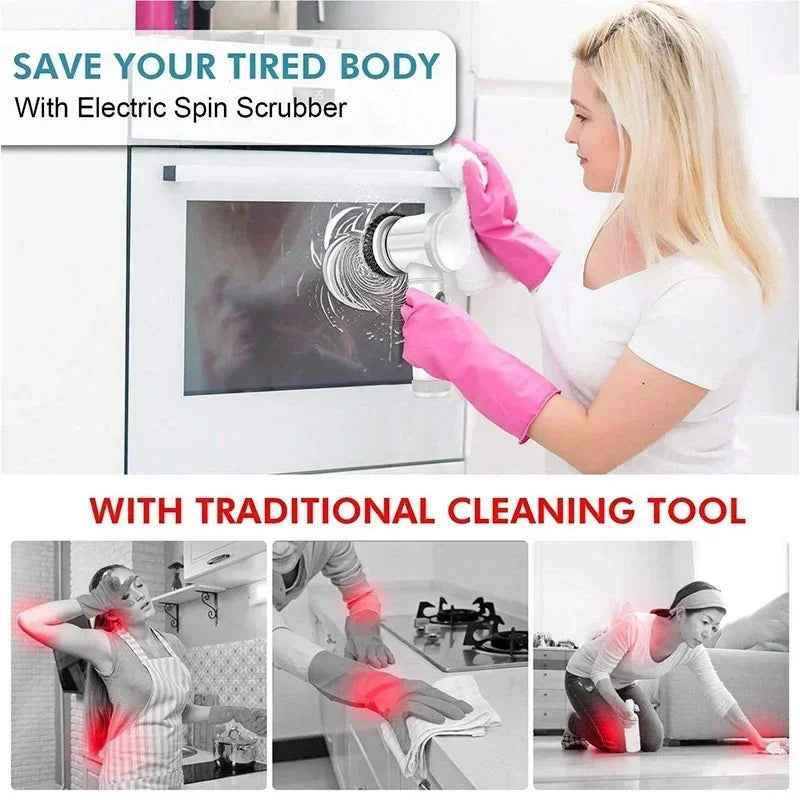 Revitalize Your Cleaning Routine with the Electric Spin Scrubber – Power Scrubber with 5 Versatile Brush Heads by eprolo
