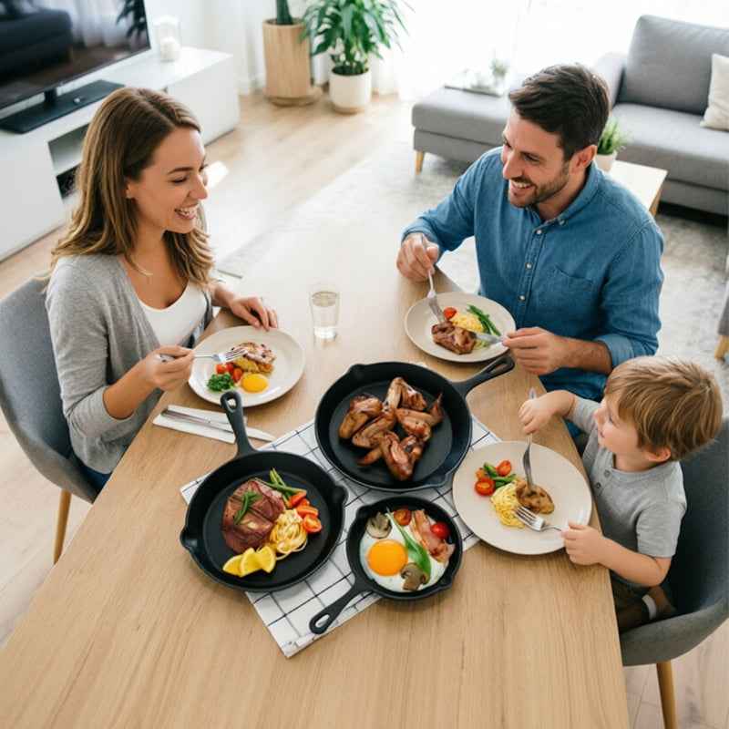 4-Pack Cast Iron Skillet Set – Non-Stick Frying Pans for Induction, Egg & Crepe Pan by eprolo
