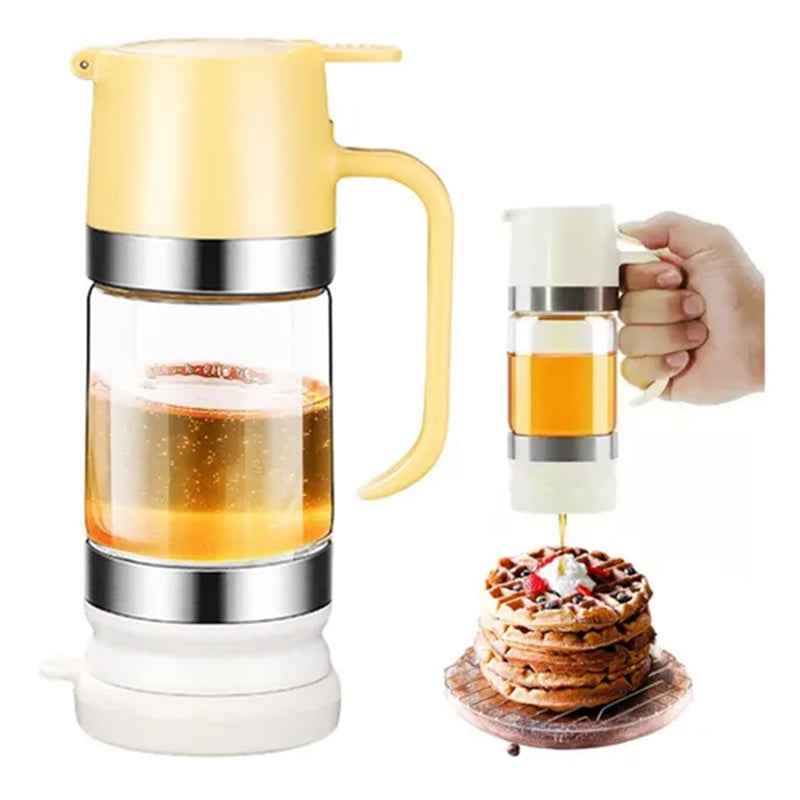 300ml Durable Glass Honey Dispenser with Handle, Transparent, Drip-Proof Press Pump for Bread, Honey Pot by eprolo