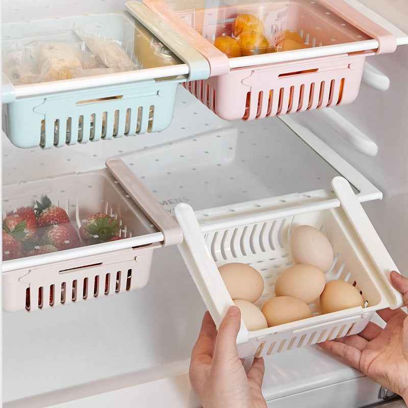 Retractable Refrigerator Divider Organizing Storage Rack Home Storage Rack Preservation Pull-Out Classification Box Refrigerator Partition Frame by eprolo
