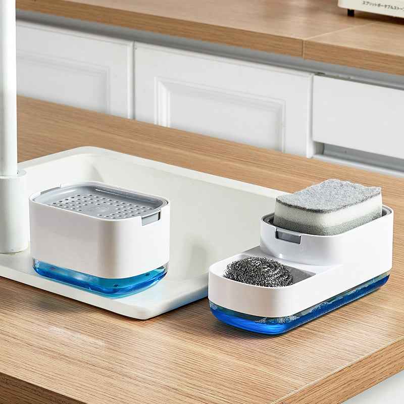 Kitchen Press Type Manual Soap Dispenser Dish washing Liquid Dispenser Storage Box Sponge Soap Dispenser by eprolo