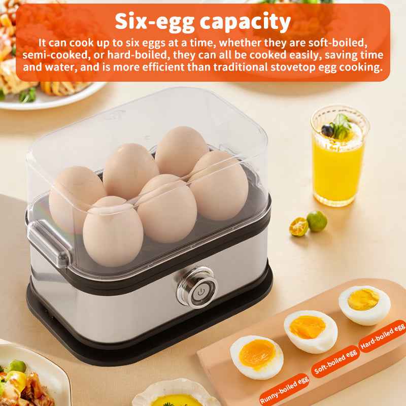 200W Power Eggs Boiler Space Saving Auto Shut-Off Smart Egg Cooker 6 Eggs Capacity Stainless Steel Rapid Egg Cooker by eprolo