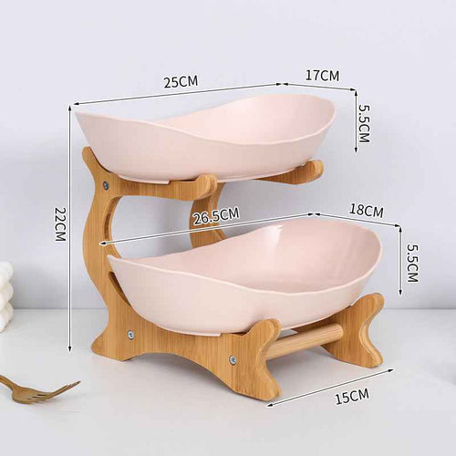 2-Tier Bamboo Fruit Stand for Kitchen, Space Saving Countertop Organizer with Ventilation to Keep Produce Fresh by eprolo