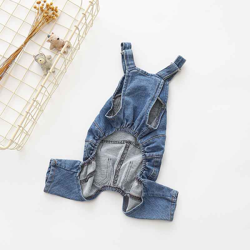 Washed Denim Comfortable Stretchy Jeans Pet Overalls by eprolo