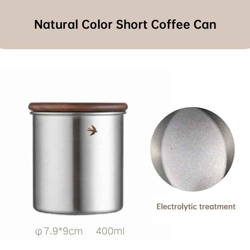 New Stainless Steel Matcha Tea Canister 380ml 560ml with Wood Lid – Sugar Caramel Storage Jar by eprolo