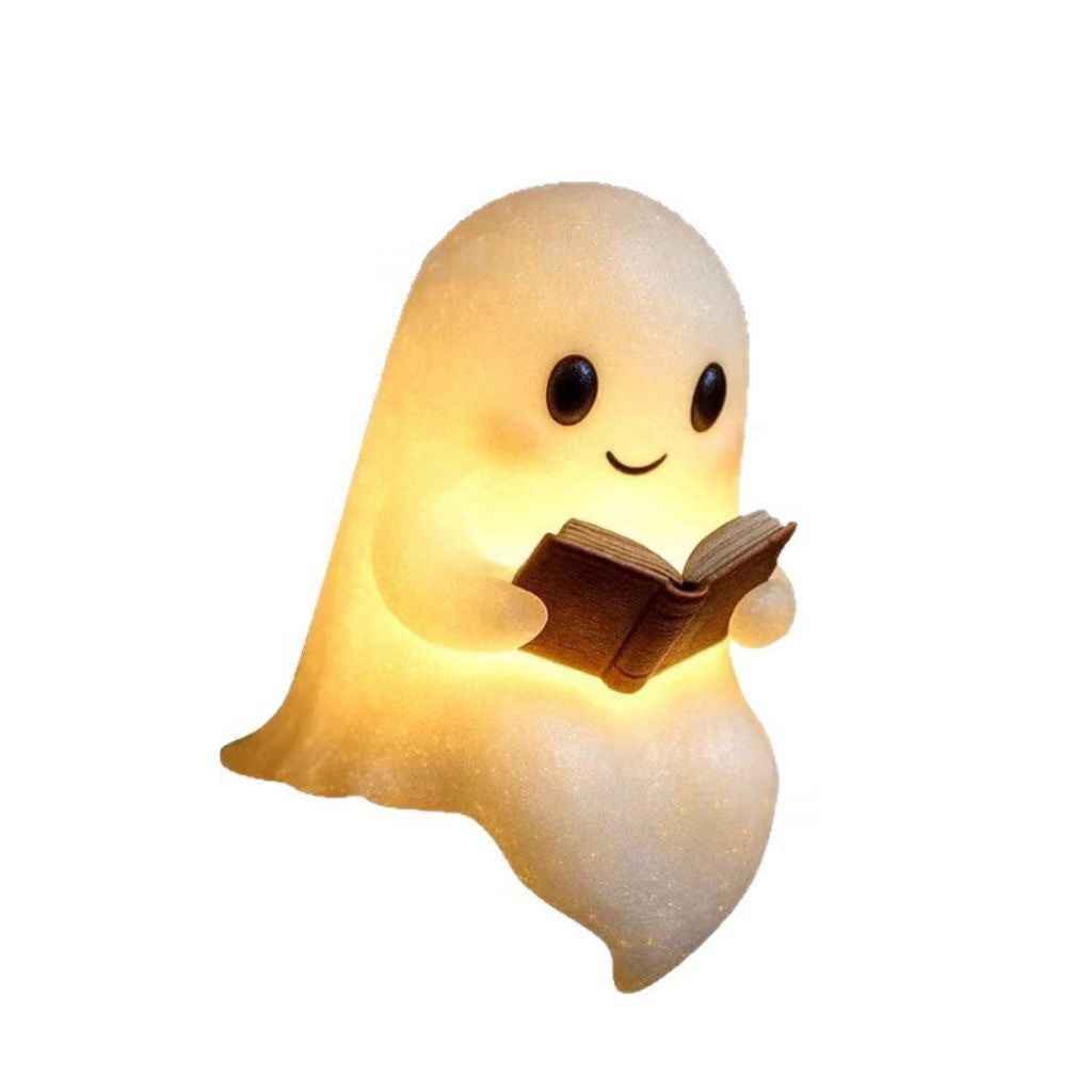 Enchanting Cute Ghost Book Lamp for Cozy Halloween Nights by eprolo