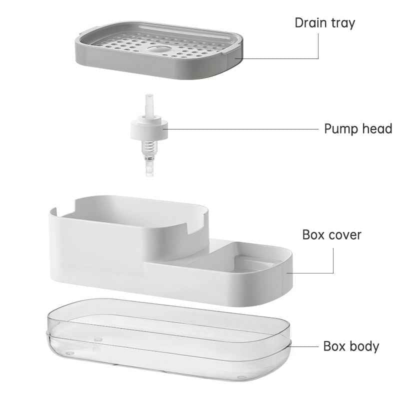 Kitchen Press Type Manual Soap Dispenser Dish washing Liquid Dispenser Storage Box Sponge Soap Dispenser by eprolo