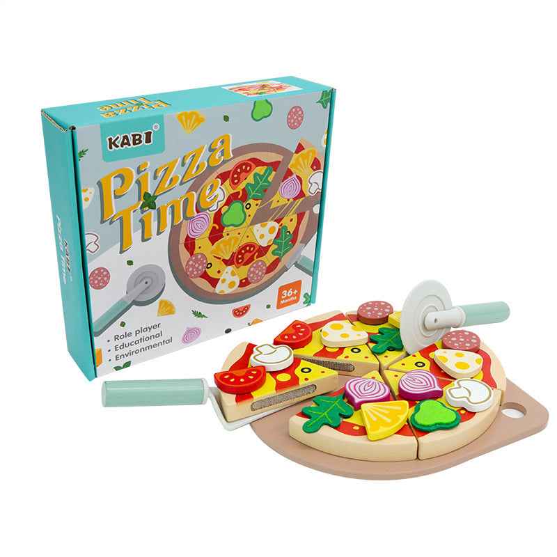 Children's early education puzzle play house simulation pizza fruits and vegetables joyful role-playing kitchen wooden toys by eprolo