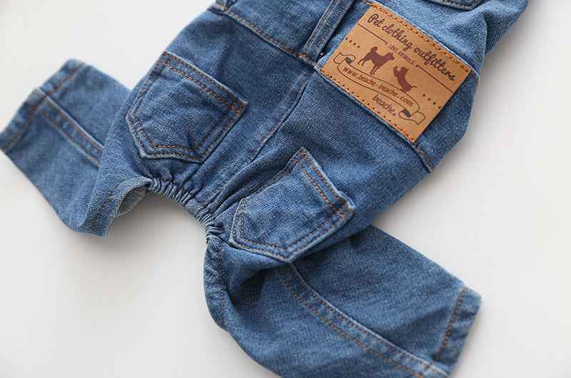 Washed Denim Comfortable Stretchy Jeans Pet Overalls by eprolo