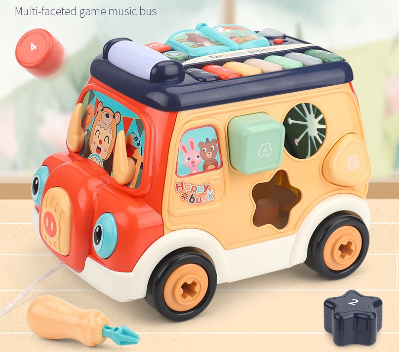 Multi sided game music bus baby early education puzzle shape matching enlightenment toys children's gifts by eprolo