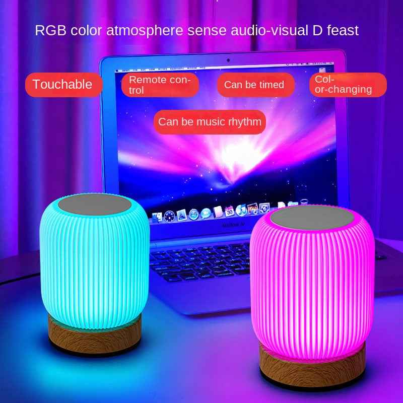 Transform Your Space with the Wood Grain RGB Table Lamp – Remote & Touch Control Bedside Night Light by eprolo